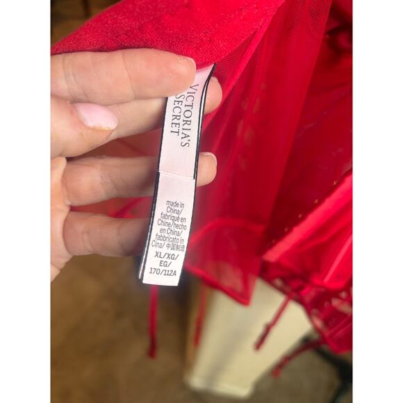 Victoria's secret lace up corset top w/garters red size XL - Picture 5 of 7